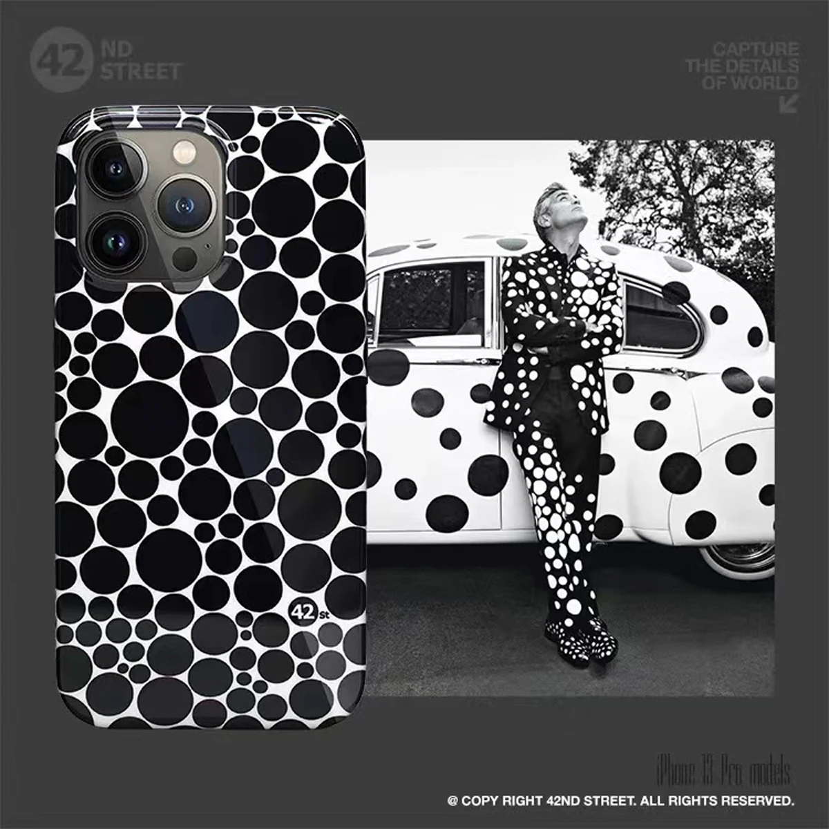 Black and white polka dot mobile phone case is suitable for iphone14promax niche high-end new style
Black and white polka dot mobile phone case is suitable for iphone14promax niche high-end new style