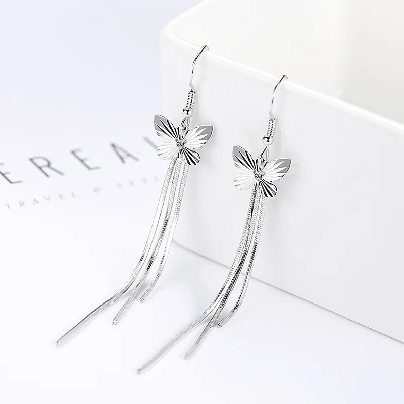New Fashion Long Tassel Butterfly Drop Earrings Silver Color Fashion Hanging Women Earrings Summer Jewelry Girls Party Gift
New Fashion Long Tassel Butterfly Drop Earrings Silver Color Fashion Hanging Women Earrings Summer Jewelry Girls Party Gift