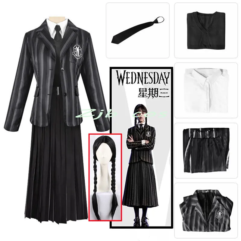 Movie Wednesday Addams Cosplay Anime Girl Wednesday Dress Costume School Uniforms Suit Halloween Party Clothing Set
Movie Wednesday Addams Cosplay Anime Girl Wednesday Dress Costume School Uniforms Suit Halloween Party Clothing Set
