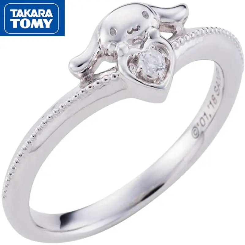 

TAKARA TOMY 2022 New Hello Kitty 925 Sterling Silver Love Diamond Elegant Open Ring Sweet Lover Gift Hand Jewelry