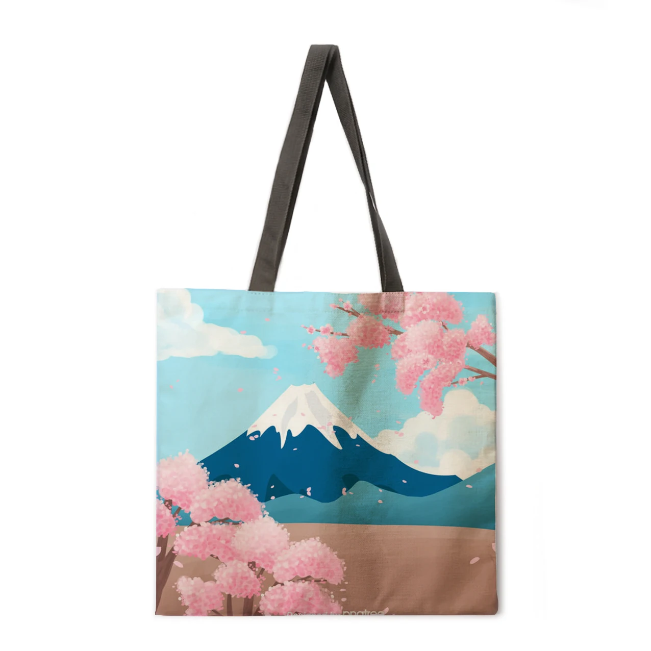 Design cute fuji mountain print linen tote bag women fashion handbag school travel shopping shoulder bag reusable
Design cute fuji mountain print linen tote bag women fashion handbag school travel shopping shoulder bag reusable