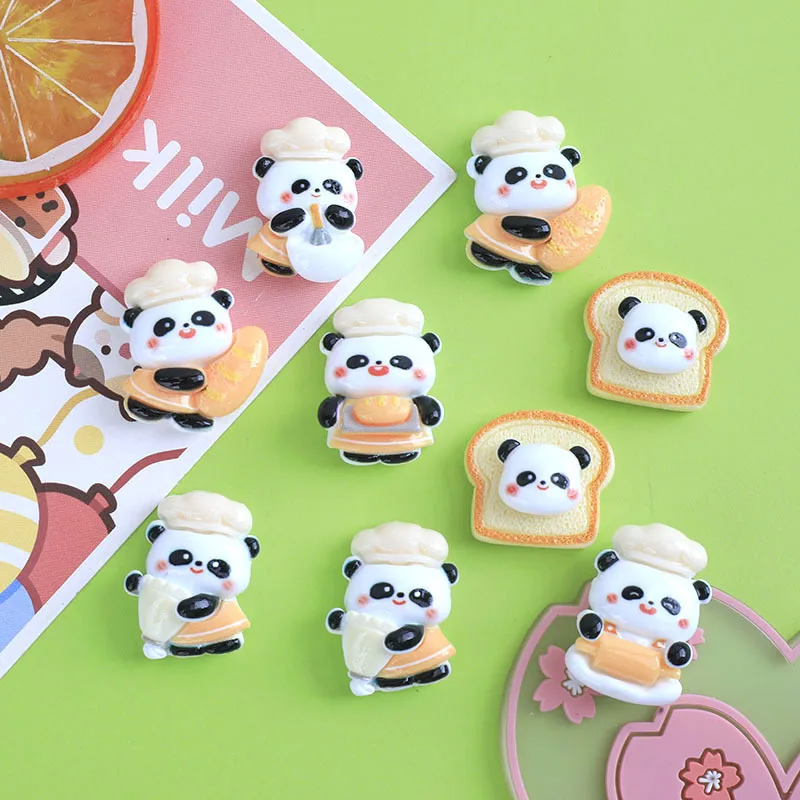 

Resin Kawaii Chef Panda Flatback Cabochon Miniature Scrapbook Phone Shell Ornament DIY Headgear Accessories Small Handicraft