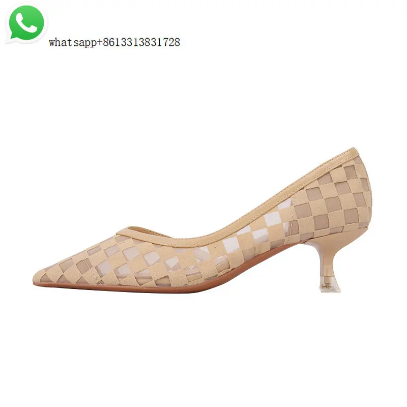 Women's shoes European and American fan checkerboard side empty high heels women's net gauze pointed shallow mouth single shoe
Women's shoes European and American fan checkerboard side empty high heels women's net gauze pointed shallow mouth single shoe
