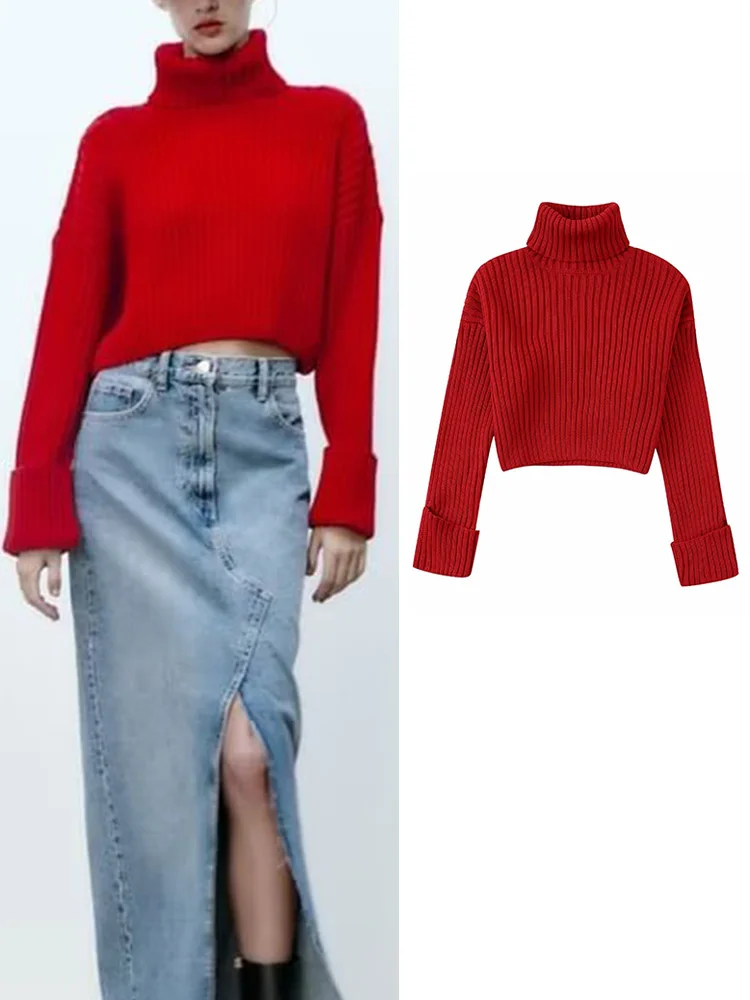 TRAF 2022 Fashion Women Knitted Sweater Autumn Winter Warm Simple Turtleneck Long Sleeve Female Pullover Chic Tops Two Colors
TRAF 2022 Fashion Women Knitted Sweater Autumn Winter Warm Simple Turtleneck Long Sleeve Female Pullover Chic Tops Two Colors