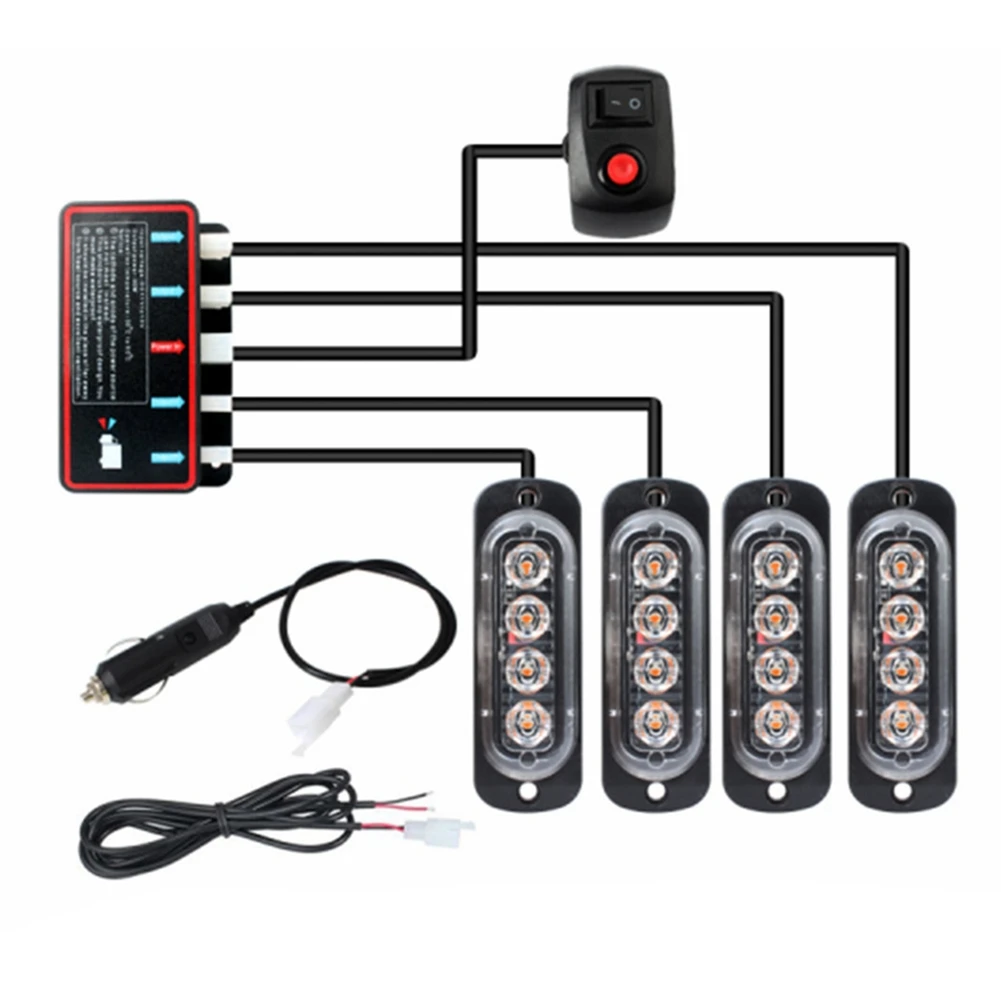 4PCS 4LED Stroboscopes 12V Strobe Light 4 in 1 Car Emergency Light Beacon Emergency Fashing Light (Red-Yellow Light)
4PCS 4LED Stroboscopes 12V Strobe Light 4 in 1 Car Emergency Light Beacon Emergency Fashing Light (Red-Yellow Light)