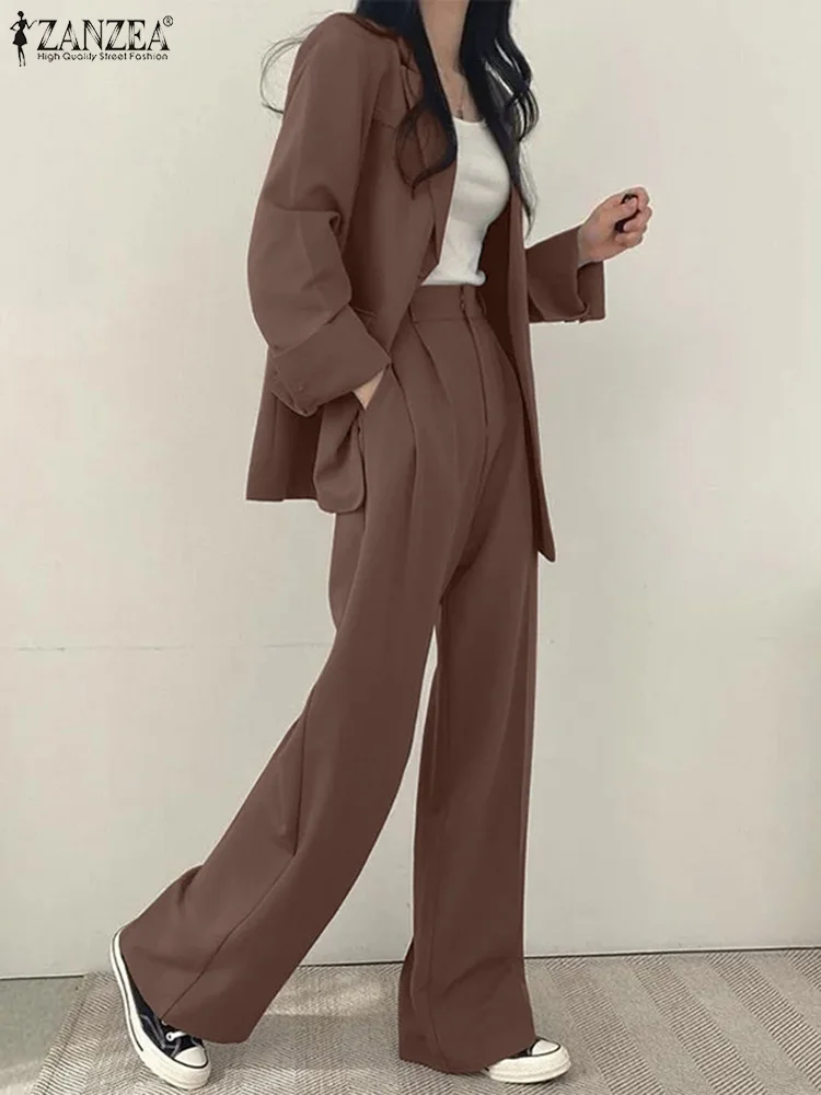 Autumn Solid Pant Sets 2PCS ZANZEA Fashion Urban Tracksuits Women Office Matching Sets Causal Full Sleeved Blazer+Wide Leg Pants
Autumn Solid Pant Sets 2PCS ZANZEA Fashion Urban Tracksuits Women Office Matching Sets Causal Full Sleeved Blazer+Wide Leg Pants
