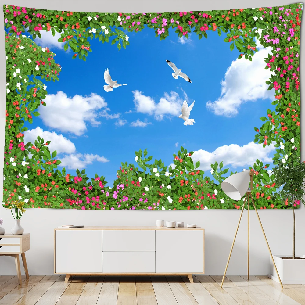 Blue Sky Flowers Birds tapestry wall hanging landscape tapestry dormitory living room bedroom tapestry Mandala Hippie home decor 
Blue Sky Flowers Birds tapestry wall hanging landscape tapestry dormitory living room bedroom tapestry Mandala Hippie home decor