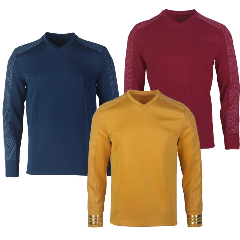 

Star Strange New Worlds Trek Pike Gold Uniforms Starfleet Red Blue Top Shirts Cosplay Costume Halloween ST Accessories