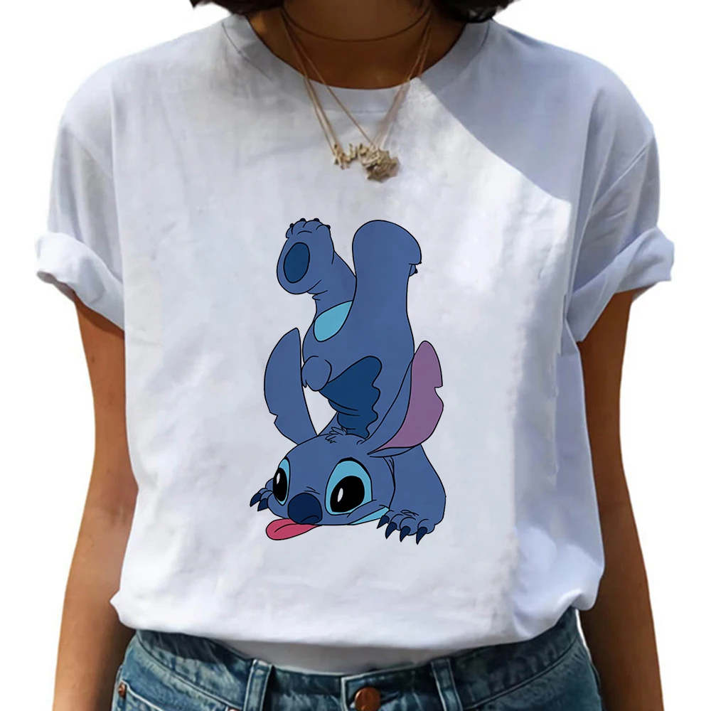 Stitch Printed Female Clothing Disney Women's Tee shirt Summer Casual New French T-shirt Kawaii Cartoon Aesthetic Harajuku 
Stitch Printed Female Clothing Disney Women's Tee shirt Summer Casual New French T-shirt Kawaii Cartoon Aesthetic Harajuku