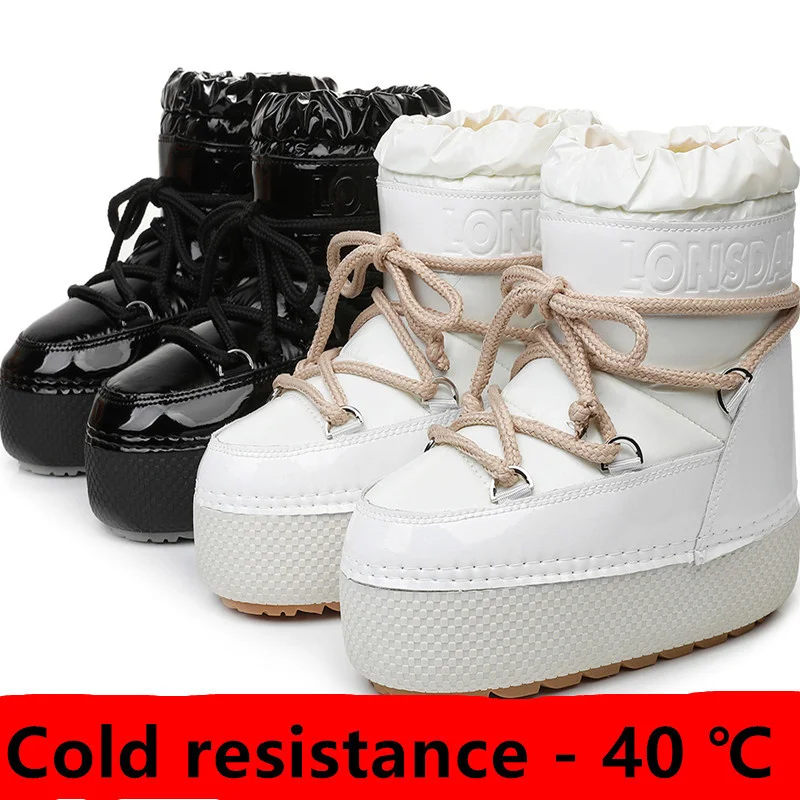 

2022 Women's Boots Winter Warm Antiskid Thicken Plush Moon Boots Waterproof Thick Platform Space Boots Cold resistance - 40 ℃