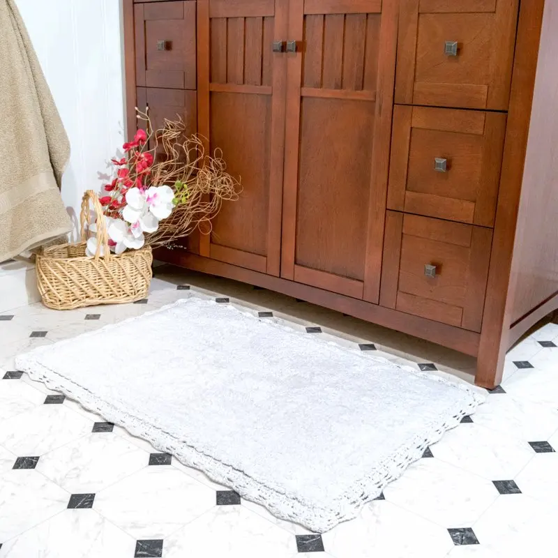 Comfortable and Durable 2pc Soft, Quick-Drying, Absorbent, Non-Slip White Washable Bath Mat Rug Set - (21"x34" & 17"x24").
Comfortable and Durable 2pc Soft, Quick-Drying, Absorbent, Non-Slip White Washable Bath Mat Rug Set - (21"x34" & 17"x24").