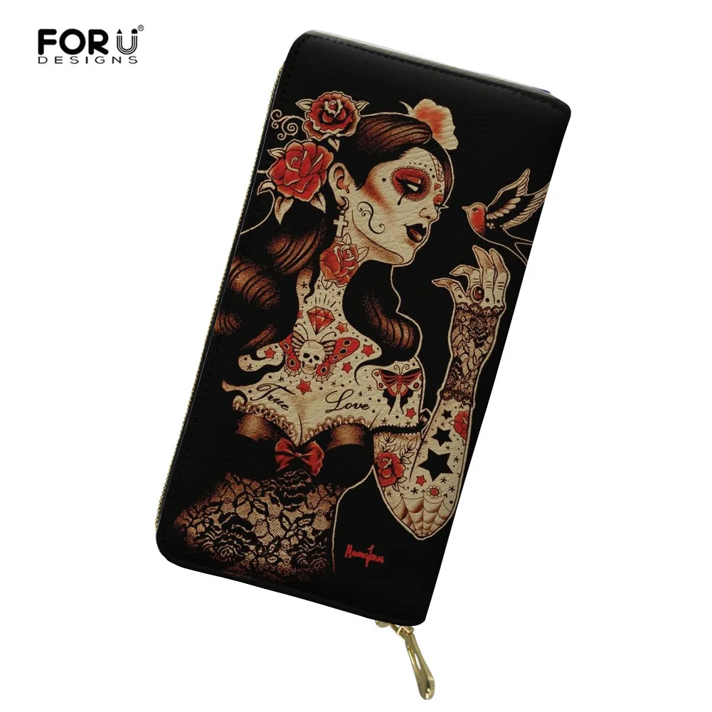 FORUDESIGNS Make-up and Skeleton Skull Girls Design PU Leather Purse Card Holder for Women Ladies Small Wallet Card Holder
FORUDESIGNS Make-up and Skeleton Skull Girls Design PU Leather Purse Card Holder for Women Ladies Small Wallet Card Holder