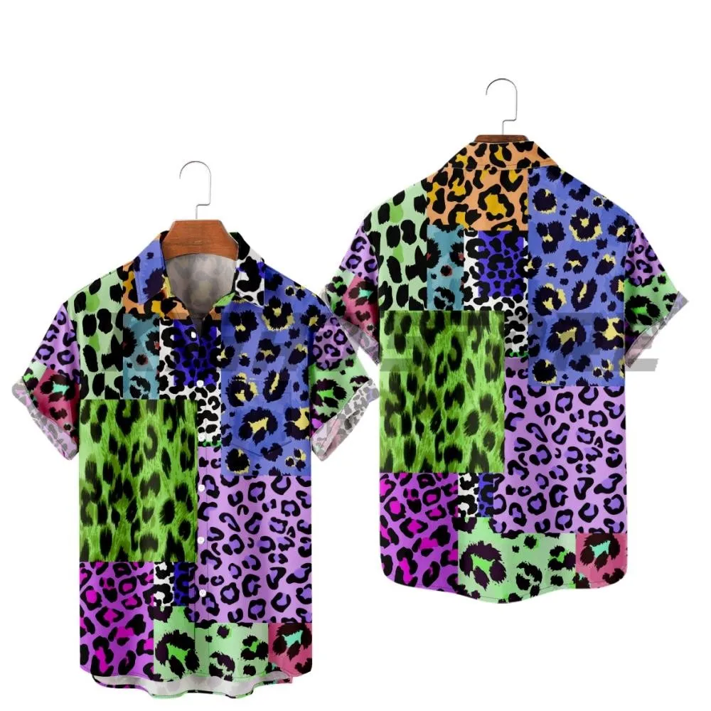 Casual Button Down Shirts For Men Stitched Leopard Print Harajuku Color Block Turndown Outdoor Street Short Sleeve Shirt Clothes
Casual Button Down Shirts For Men Stitched Leopard Print Harajuku Color Block Turndown Outdoor Street Short Sleeve Shirt Clothes