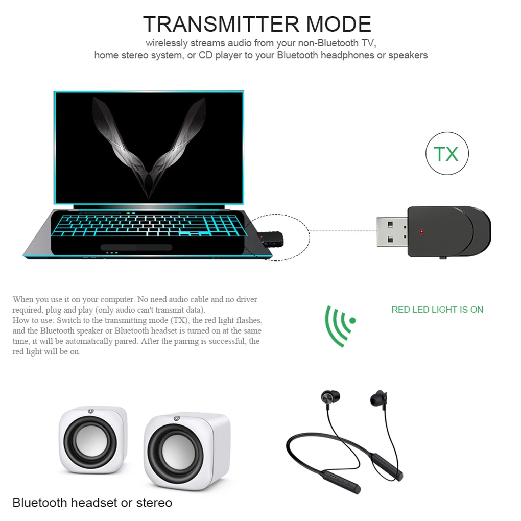 

Bluetooth-совместимый 5,0 аудио приемник передатчик 3 в 1 Мини 3,5 мм разъем AUX USB стерео музыка 4 в 1 беспроводной адаптер