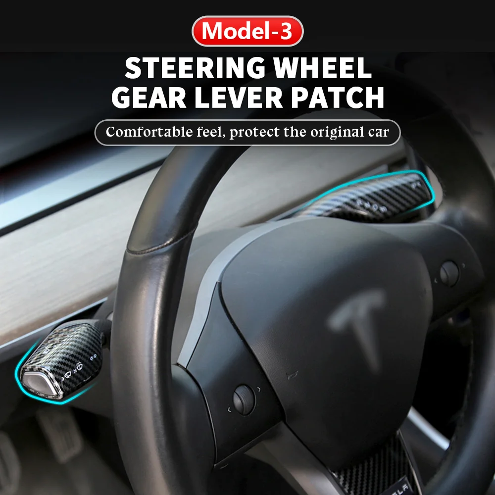 2PCS/set Car Interior Carbon Fiber Wheel Steering Lever Protective Cover Wrap For Tesla 2017 2018 2019 2020 2021 Model 3 Styling 
2PCS/set Car Interior Carbon Fiber Wheel Steering Lever Protective Cover Wrap For Tesla 2017 2018 2019 2020 2021 Model 3 Styling