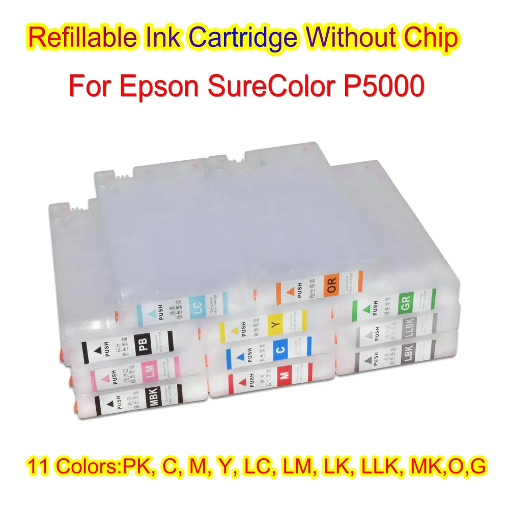 Chipless P5000 Printer Refillable Ink Cartridge Ink Box Tank Without Chip For Epson SureColor SC-P5000 Printer 11 Colors 275ml
Chipless P5000 Printer Refillable Ink Cartridge Ink Box Tank Without Chip For Epson SureColor SC-P5000 Printer 11 Colors 275ml
