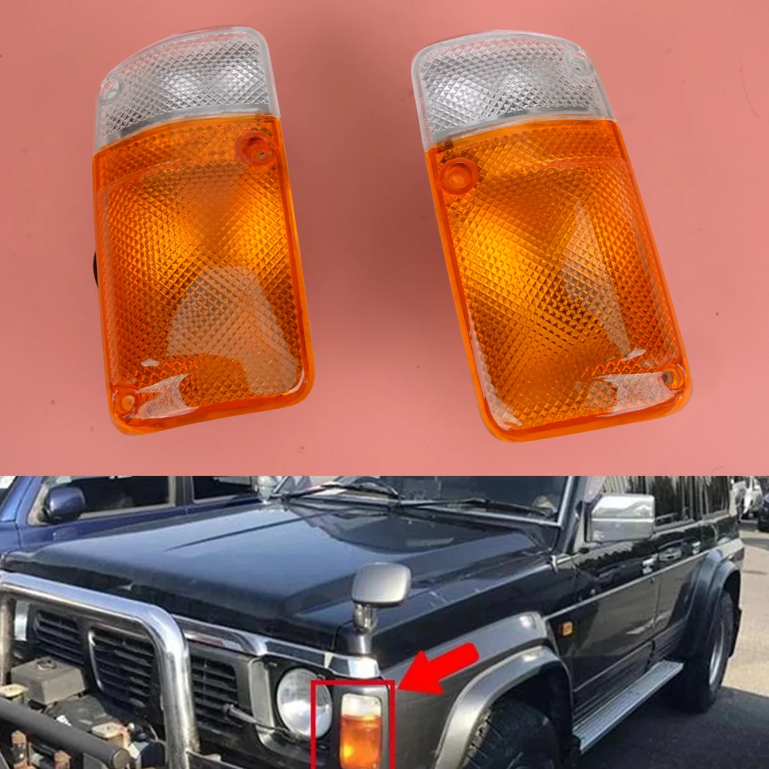 1 Pair Turn Signal Light Housing Blinker Corner Park Lamp Lens 26125G9801 26120G9801 N691N15 Fit for Nissan Patrol GQ 1987-1994 
1 Pair Turn Signal Light Housing Blinker Corner Park Lamp Lens 26125G9801 26120G9801 N691N15 Fit for Nissan Patrol GQ 1987-1994