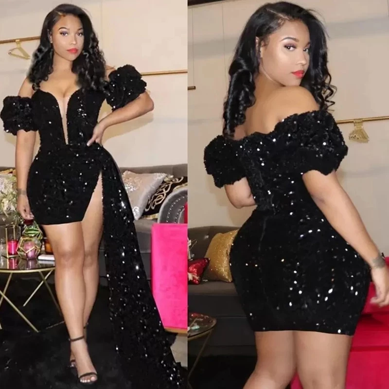 Short Black Sparkles Prom Dresses 2023 Homcoming Dress Zipper Long Puffy Sleeves Party Dress Robe De Soiree
Short Black Sparkles Prom Dresses 2023 Homcoming Dress Zipper Long Puffy Sleeves Party Dress Robe De Soiree