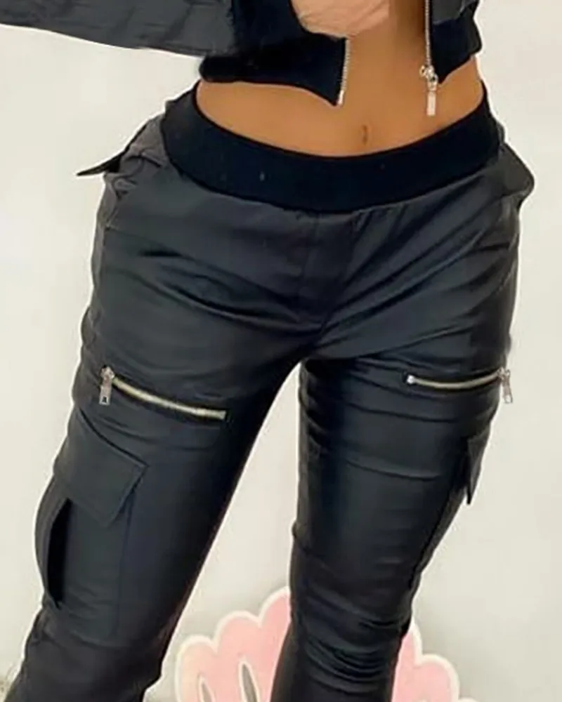 Pu Leather Zipper Pocket Design Skinny Pants Women Summer 2022 New Fashion Casual Trousers Female Black
Pu Leather Zipper Pocket Design Skinny Pants Women Summer 2022 New Fashion Casual Trousers Female Black