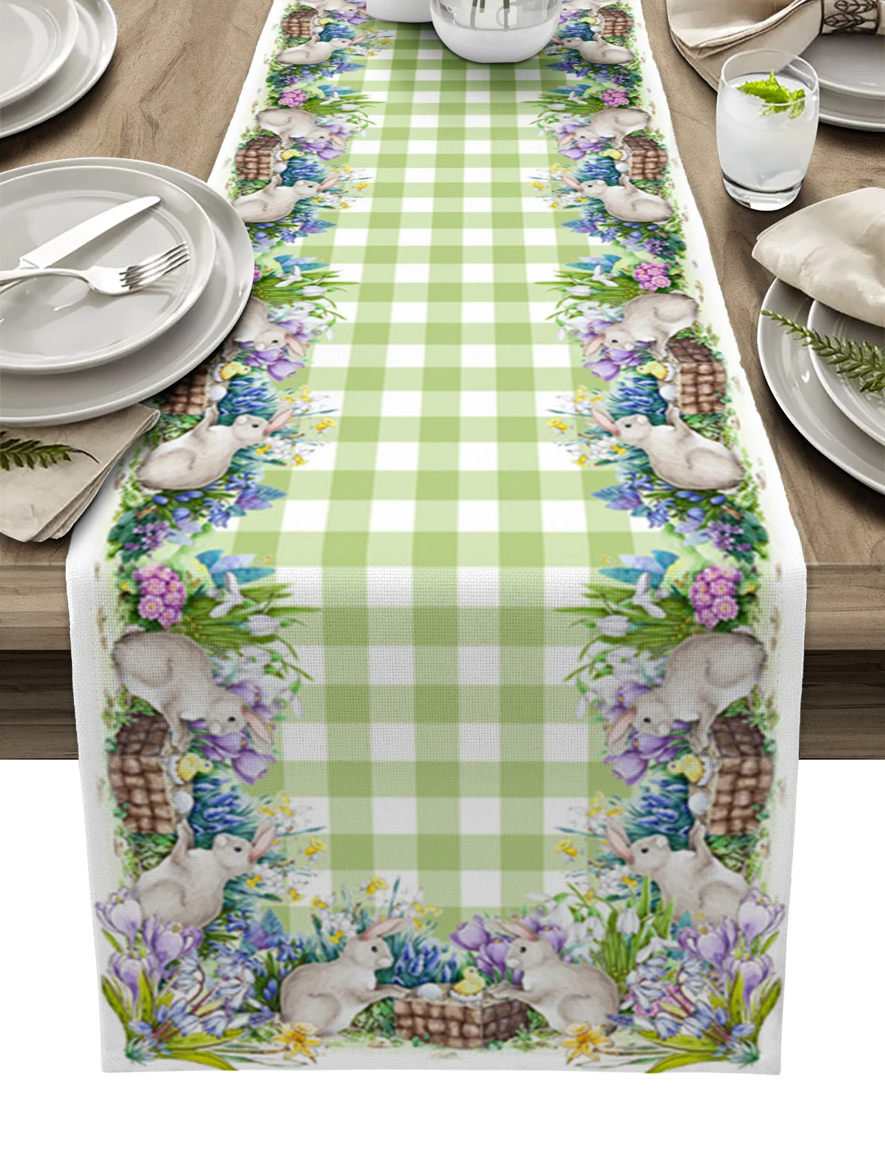 Пасхальный декор 2023, зеленая клетчатая Весенняя картина в виде кролика, свадебное украшение, настольная дорожка с цветами салфетка, скатерт... 
Пасхальный декор 2023, зеленая клетчатая Весенняя картина в виде кролика, свадебное украшение, настольная дорожка с цветами салфетка, скатерт...