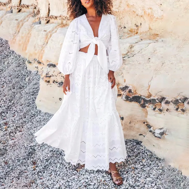 FOR Vacation wind solid color skirt set 2022 spring and summer new lantern sleeve strap top + high waist hollow long skirt
FOR Vacation wind solid color skirt set 2022 spring and summer new lantern sleeve strap top + high waist hollow long skirt