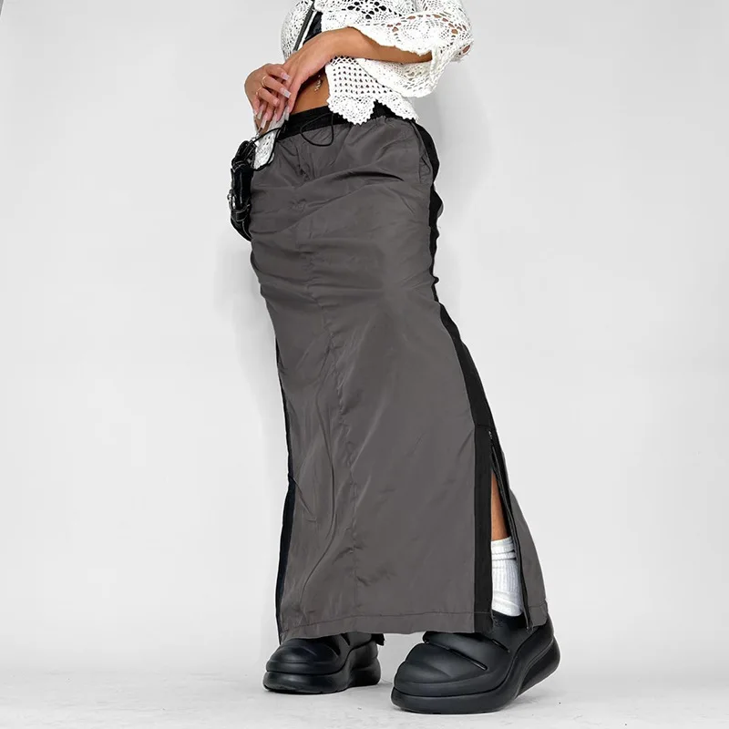 Goth Dark Sporty Cyber Gothic Cargo Maxi Skirts Y2k Streetwear Zip Side Drawstring Long Skirt Grunge Casual Color Block Bottoms
Goth Dark Sporty Cyber Gothic Cargo Maxi Skirts Y2k Streetwear Zip Side Drawstring Long Skirt Grunge Casual Color Block Bottoms