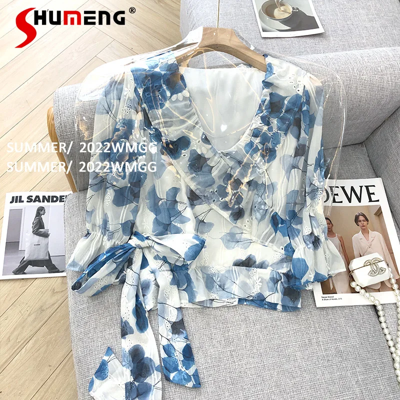 New Ladies Fairy Ink Painting Chiffon Shirt Women's 2022 Summer Fashion Sweet Floral Top V-neck Puff Sleeve Pullover Blouses
New Ladies Fairy Ink Painting Chiffon Shirt Women's 2022 Summer Fashion Sweet Floral Top V-neck Puff Sleeve Pullover Blouses