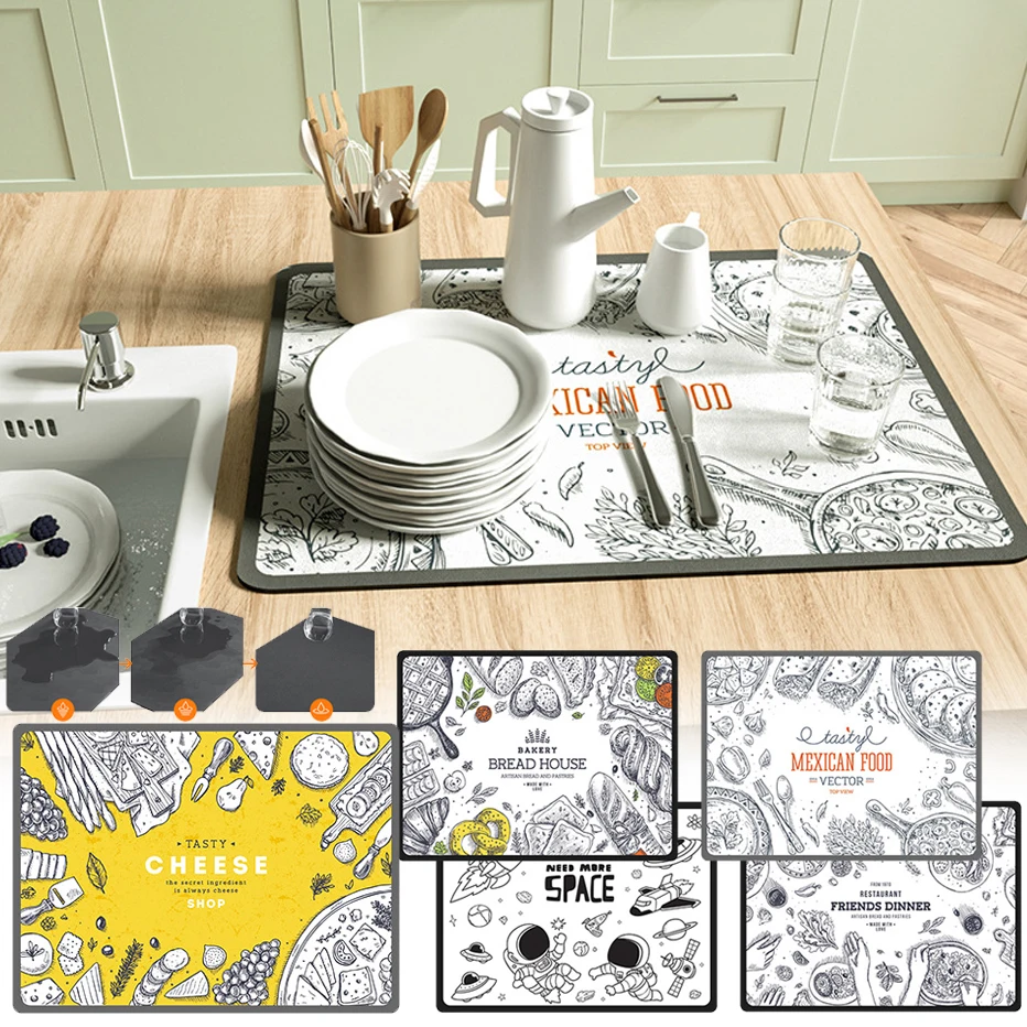 Kitchen Countertop Absorbent Mat Sink Counter Tableware Drain Pad Quick-drying Bar Diatom Mud Absorbent Pad
Kitchen Countertop Absorbent Mat Sink Counter Tableware Drain Pad Quick-drying Bar Diatom Mud Absorbent Pad