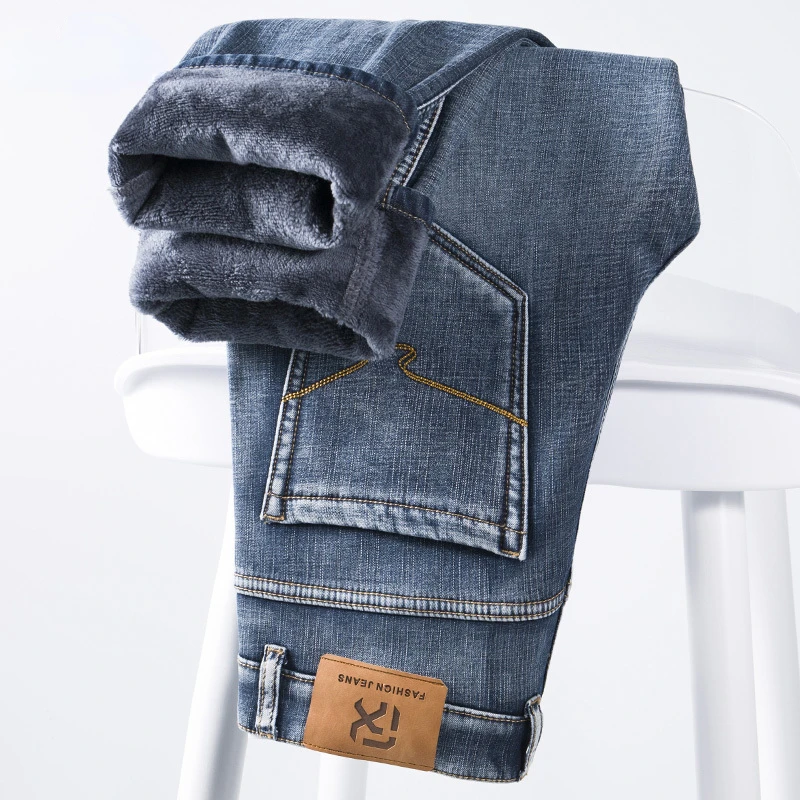 Winter Fleece Thick Warm Jeans Classic Brand Business Casual Men's Fitted Straight Stretch Mid-high Waist Denim JeansG43
Winter Fleece Thick Warm Jeans Classic Brand Business Casual Men's Fitted Straight Stretch Mid-high Waist Denim JeansG43