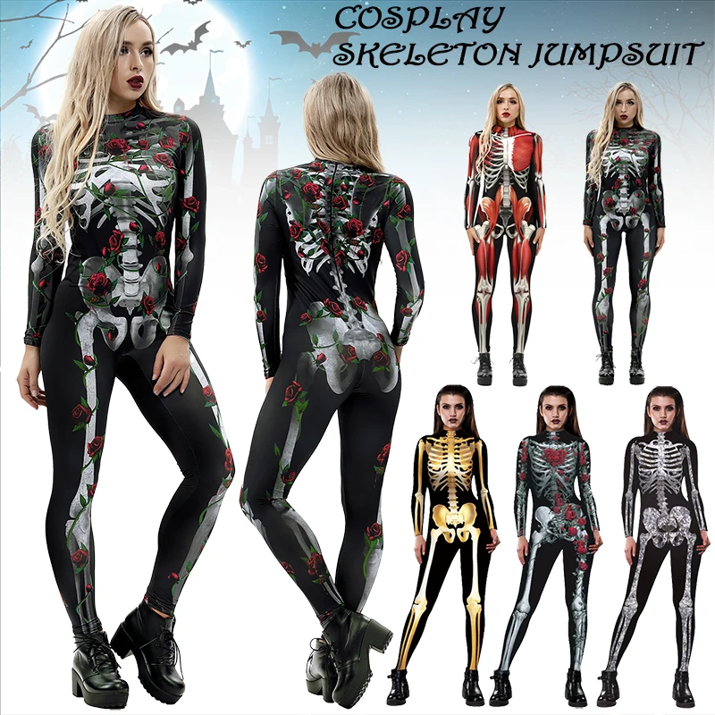 Halloween Women Adult Cosplay Jumpsuit Halloween Skull Skeleton Printed Long Sleeve Bodysuit Party Costume S-XL
Halloween Women Adult Cosplay Jumpsuit Halloween Skull Skeleton Printed Long Sleeve Bodysuit Party Costume S-XL