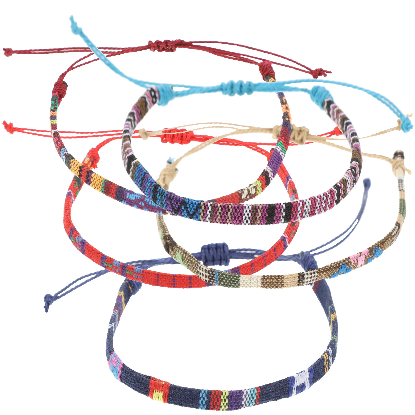 

5 Pcs Bangles Bracelets Women Woven Girl Anklet Matching Couples Girls Wrist Jewelry Wristband Colorful Rope