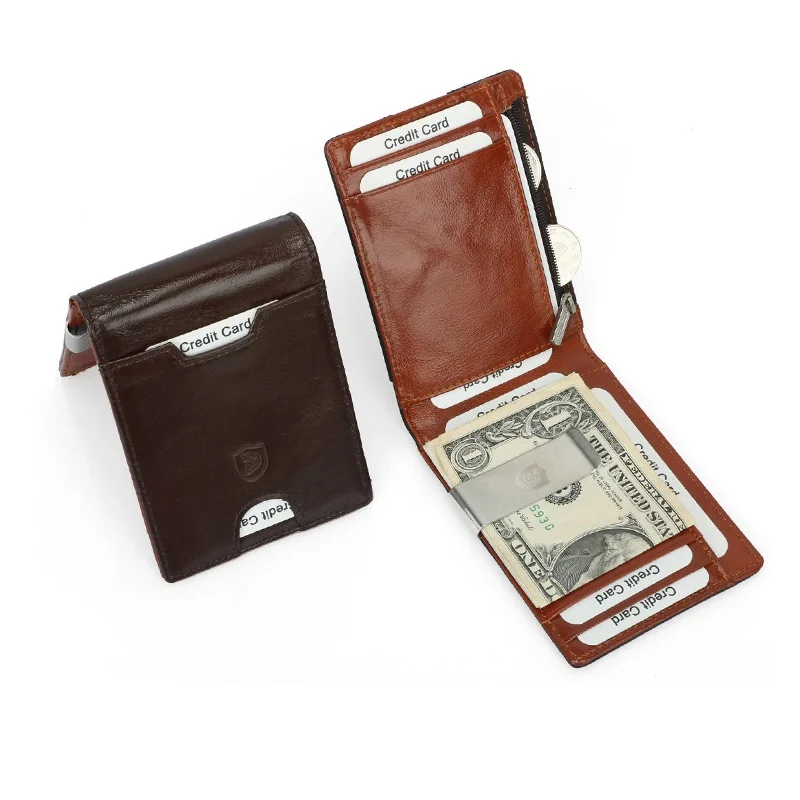 

Cards Business Money Wallet Clamp Coins For Leather Walet Holder Money Clip Purse For Pocket Men Note Credit Genuine Bifold