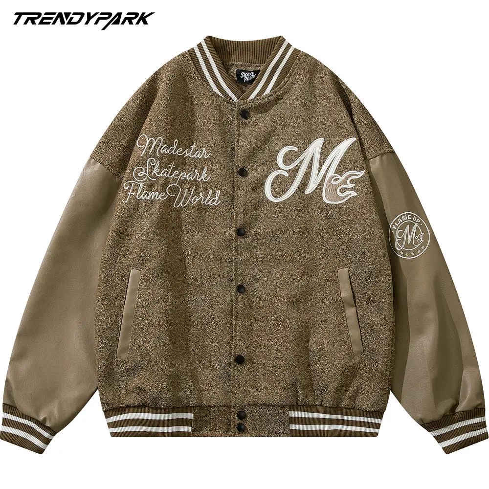 Male Coat with Pockets Embroidery Letters Vintage Baseball Jacket Autumn Streetwear Harajuku Casual Leather Sleeve Men's Jacket
Male Coat with Pockets Embroidery Letters Vintage Baseball Jacket Autumn Streetwear Harajuku Casual Leather Sleeve Men's Jacket