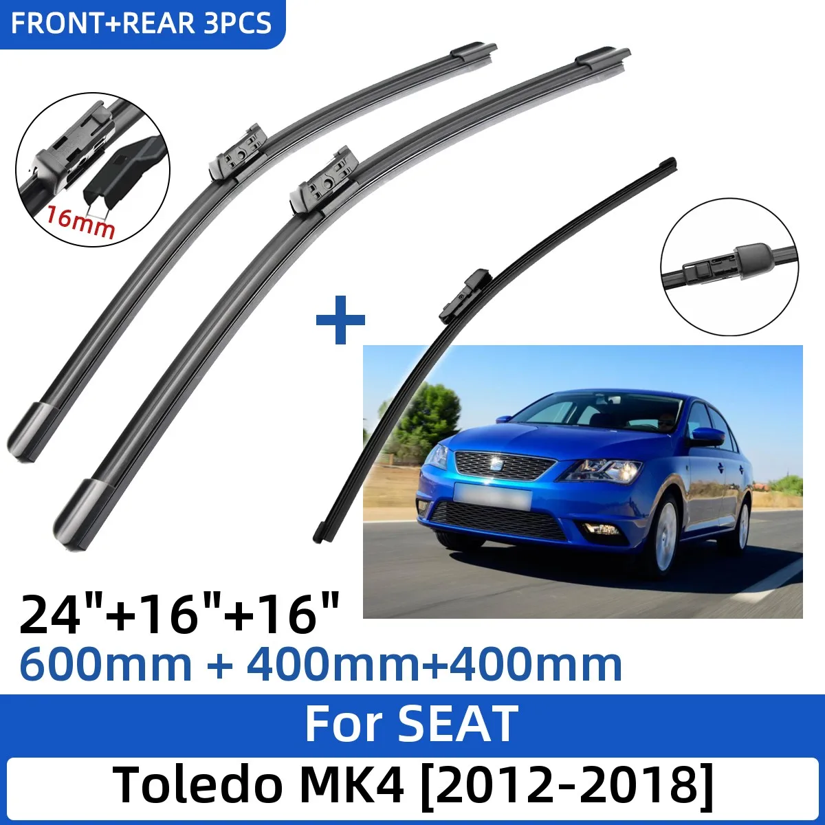Щетки стеклоочистителя Передние Задние для SEAT Toledo MK4 2012-2018 24 дюйма + 16 дюймов + 16 дюймов, аксессуары для стеклоочистителя лобового стекла 2017 ...
Щетки стеклоочистителя Передние Задние для SEAT Toledo MK4 2012-2018 24 дюйма + 16 дюймов + 16 дюймов, аксессуары для стеклоочистителя лобового стекла 2017 ...
