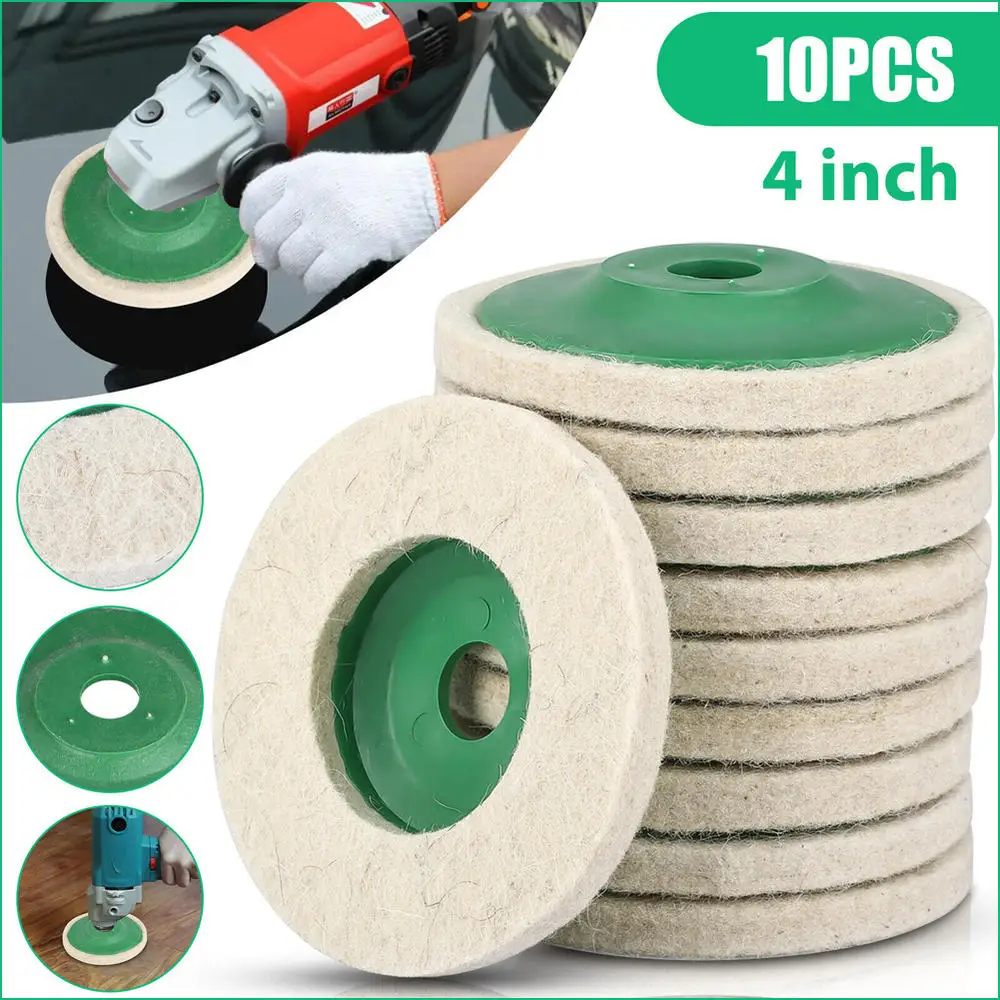 

10pcs 100mm 4" Wool Polishing Wheel Buffing Pads Angle Grinder Wheel Felt Polishing Disc For Metal Marble Glass Ceramics