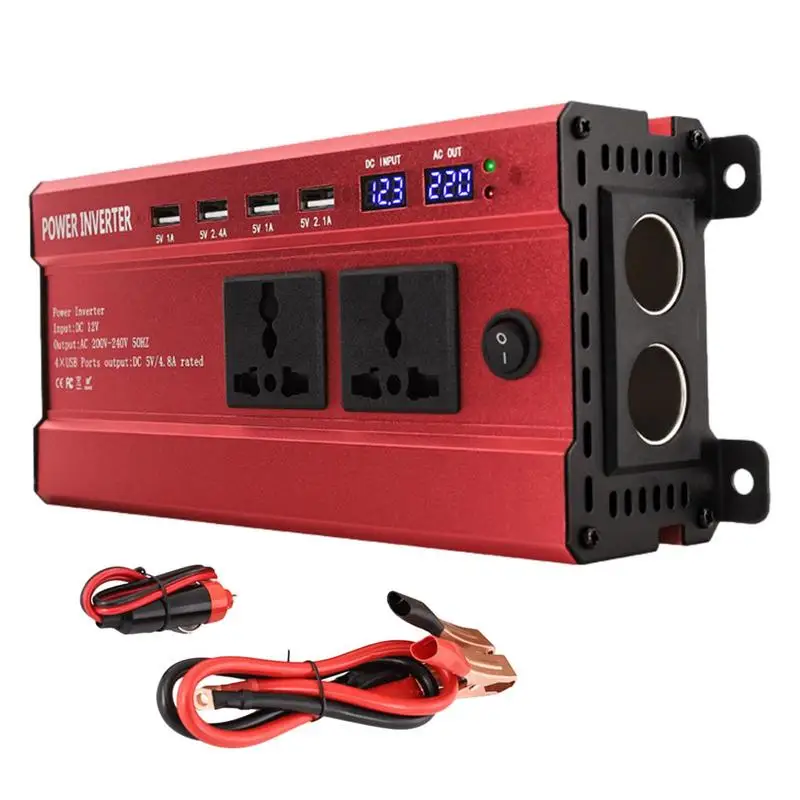 

1200w Power Inverter Vehicle Power Inverters LCD Display Car AC Converter With AC Outlets USB Inverter Dual Car Cigarette