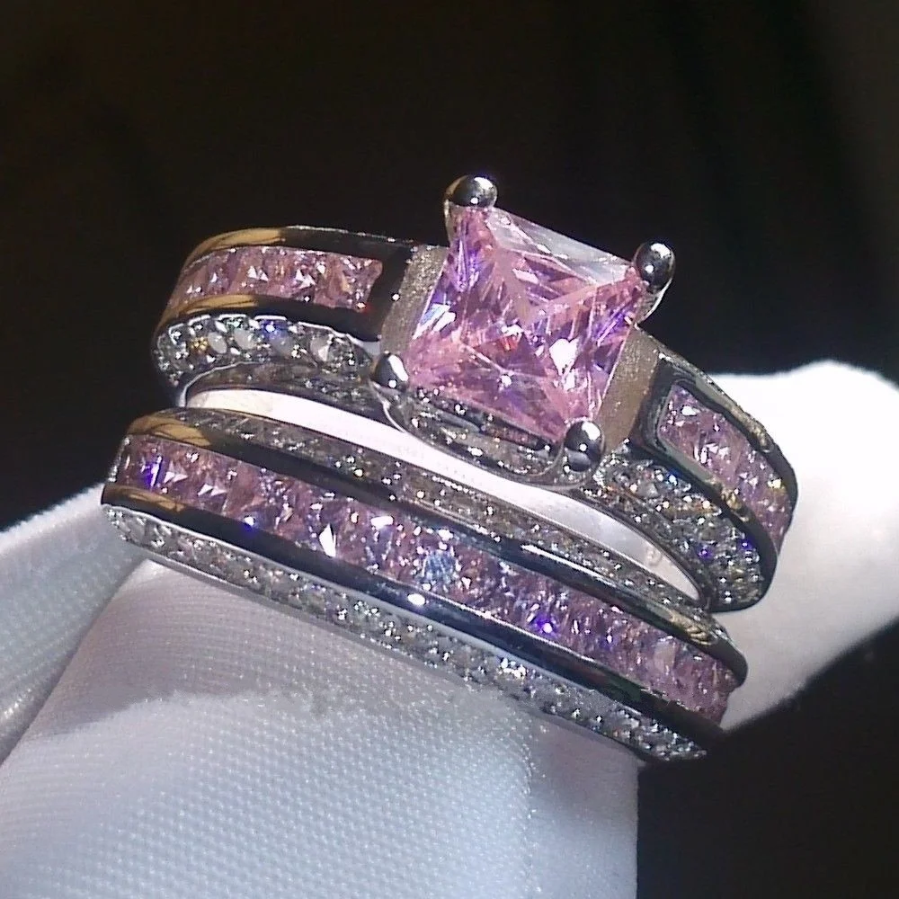 Exquisite Alloy Vintage Rings Set Princess Color Pink Blue White Crystal Jewelry Birthday Promise Anniversary Rings for women
Exquisite Alloy Vintage Rings Set Princess Color Pink Blue White Crystal Jewelry Birthday Promise Anniversary Rings for women