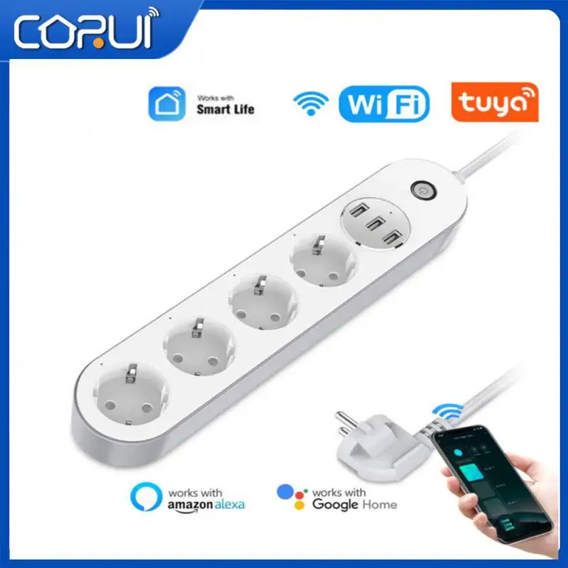 CORUI Tuya Smart Power Strip Wifi EU Outlets Plug USB Fast Charging Socket Timing App Work with Alexa Google Home Assistant
CORUI Tuya Smart Power Strip Wifi EU Outlets Plug USB Fast Charging Socket Timing App Work with Alexa Google Home Assistant