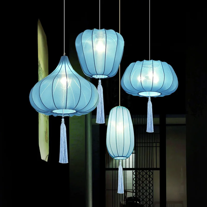 Chinese blue lantern pendant lights simple fabric home decor living room bedroom study lighting creative dining room chandeliers
Chinese blue lantern pendant lights simple fabric home decor living room bedroom study lighting creative dining room chandeliers