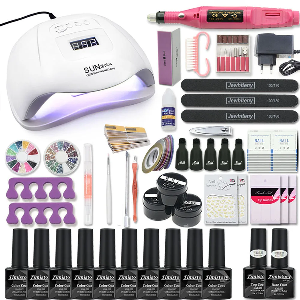 Manicure Set For Nail Kit 120W/80W/54W UV Lamp 10 Color Gel Varnish Set Nail Drill Machine Kit Nail File Tool Nail Extension Set
Manicure Set For Nail Kit 120W/80W/54W UV Lamp 10 Color Gel Varnish Set Nail Drill Machine Kit Nail File Tool Nail Extension Set