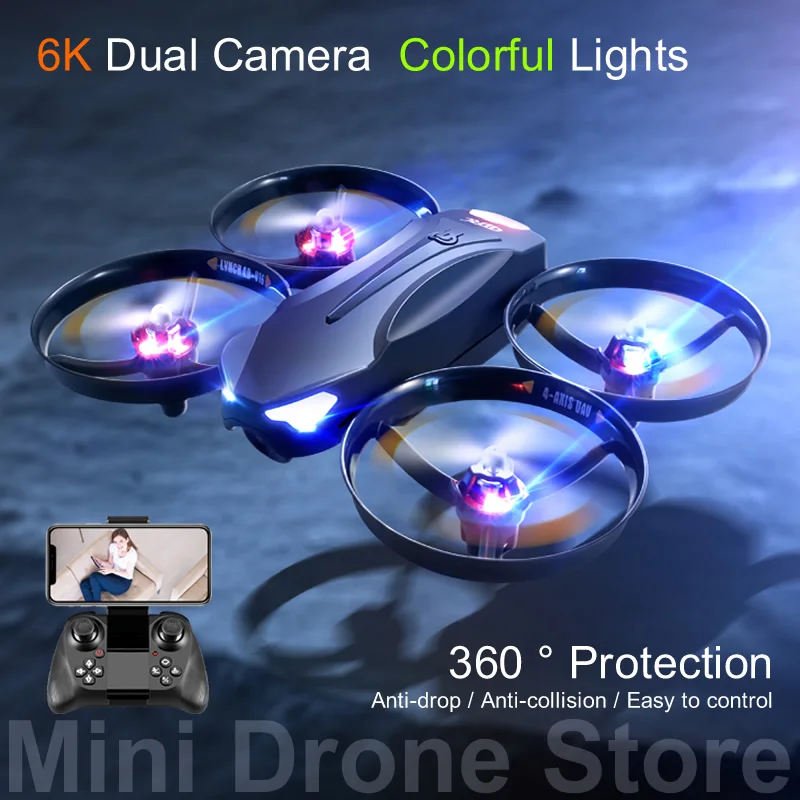 V16 Colorful LED RC Helicopters Toy Gifts 360° Full Containment Protection Mini Drone 4K Professional Aerial Photography FPV Rtf
V16 Colorful LED RC Helicopters Toy Gifts 360° Full Containment Protection Mini Drone 4K Professional Aerial Photography FPV Rtf