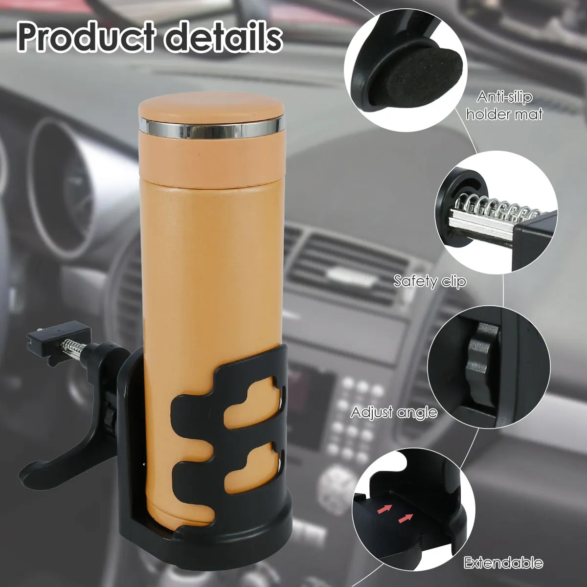 Автомобильный держатель для стакана, автомобильный держатель для стакана на вентиляционное отверстие, регулируемая подставка для напитко... 
Автомобильный держатель для стакана, автомобильный держатель для стакана на вентиляционное отверстие, регулируемая подставка для напитко...