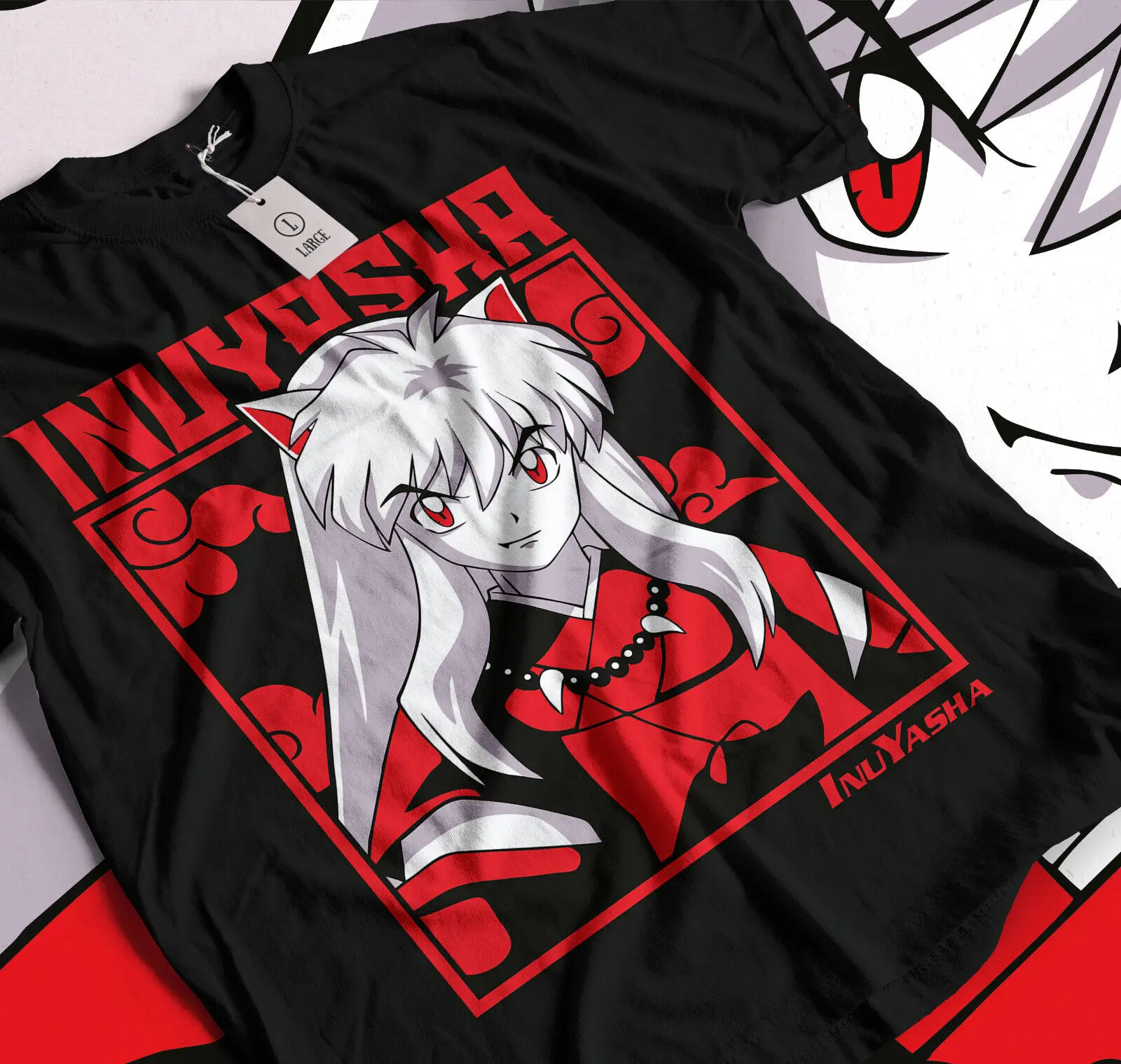 Футболка Inuyasha Sesshomaru Red Moon аниме лучшая винтажная черная футболка с 024