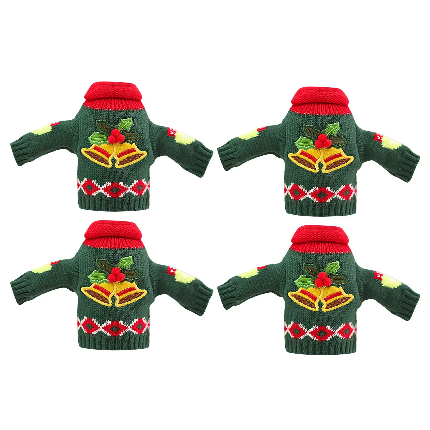 4 Pcs Christmas Wine Bottle Cover, Reusable Wine Bottle Clothes Sweater for Holiday Party Xmas Home Decoration, Bells
4 Pcs Christmas Wine Bottle Cover, Reusable Wine Bottle Clothes Sweater for Holiday Party Xmas Home Decoration, Bells