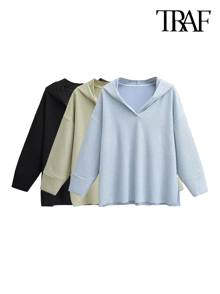 TRAF Women Fashion With Side Vents Loose Ribbed Knit Sweatshirts Vintage Hooded Long Sleeve Female Pullovers Chic Tops
TRAF Women Fashion With Side Vents Loose Ribbed Knit Sweatshirts Vintage Hooded Long Sleeve Female Pullovers Chic Tops