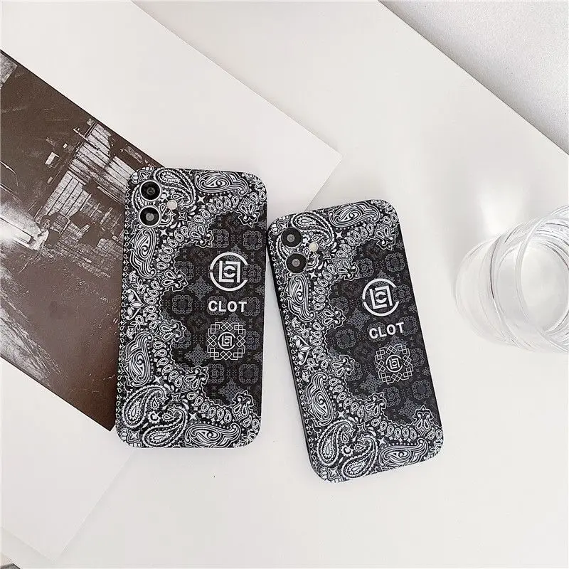 

Bandana For IPhone13Pro Luxury INS A-CLOT Phone Case IPhone14 11 12 XR XS MAX 7/8 X Plus 12 Black White Soft Shockproof Cover