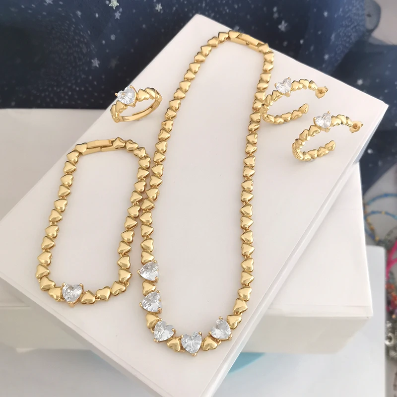 QMHJE Crystal Stone Heart Love Hoop Earrings Bracelet Ring Necklace Choker for Women Wedding Gold Silver Color Tennis Infinity
QMHJE Crystal Stone Heart Love Hoop Earrings Bracelet Ring Necklace Choker for Women Wedding Gold Silver Color Tennis Infinity