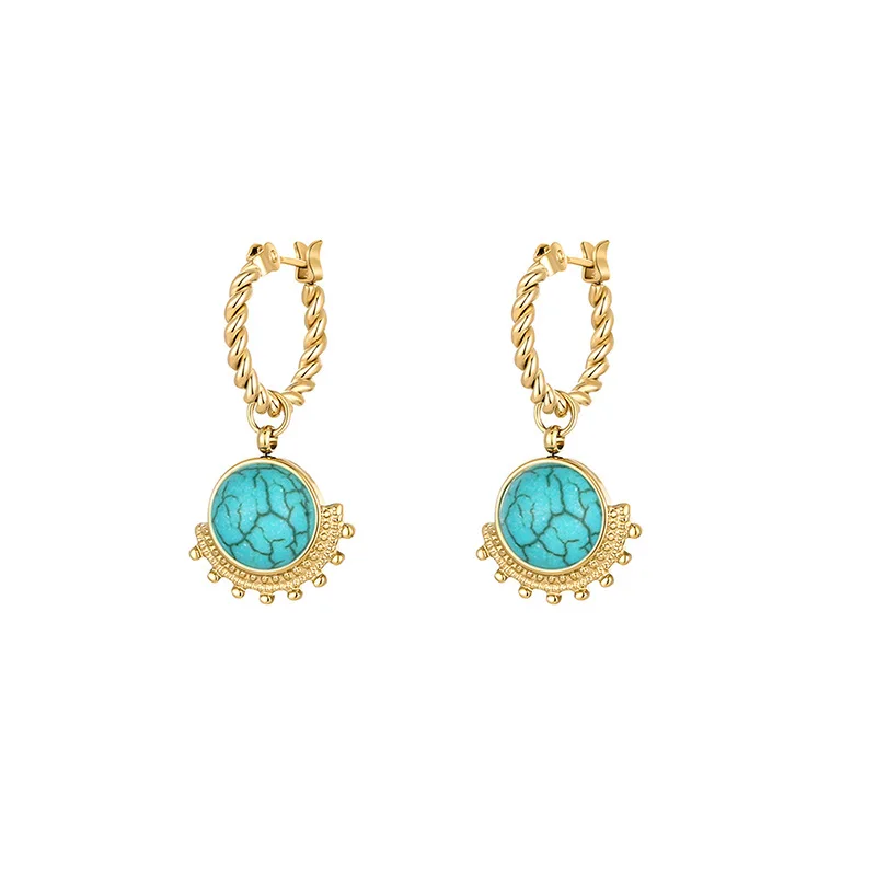 GD Vintage Natural Stone Stainless Steel Hoop Earrings French Gold Plated Twist Earrings for Women Jewelry Gift
GD Vintage Natural Stone Stainless Steel Hoop Earrings French Gold Plated Twist Earrings for Women Jewelry Gift