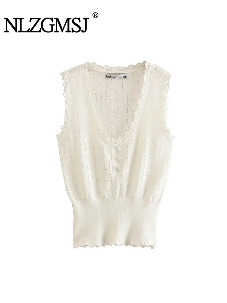 Женский трикотажный жилет с V-образным вырезом, без рукавов 
Женский трикотажный жилет с V-образным вырезом, без рукавов