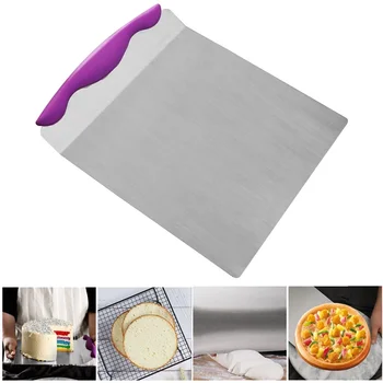 1pc Stainless Steel Transfer Cake Tray Scoop Cake Shovel Moving Plate Silicone Handle Dough Scraper Bread Pizza Blade Lifter
